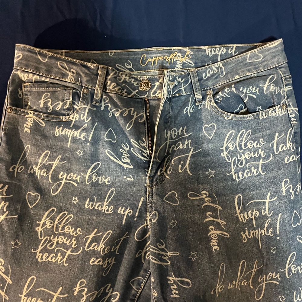 Women's Script Design High Rise Jeans
